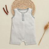 Nino Bambino 100% Oraganic Cotton Strip Sleeveless Half Romper For Baby Girl & Baby Boy