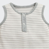 Nino Bambino 100% Oraganic Cotton Strip Sleeveless Half Romper For Baby Girl & Baby Boy