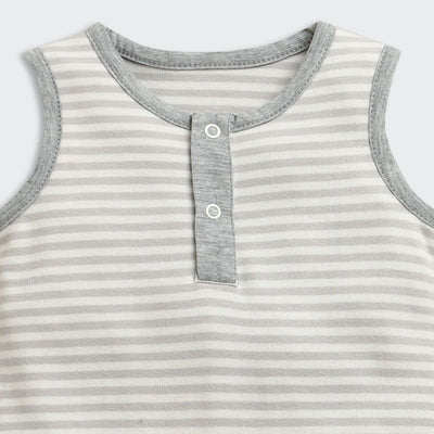 Nino Bambino 100% Oraganic Cotton Strip Sleeveless Half Romper For Baby Girl & Baby Boy