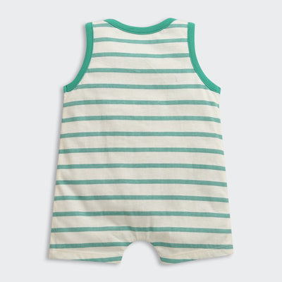 Nino Bambino 100% Oraganic Cotton Strip Sleeveless Half Romper For Baby Boy & Baby Girl