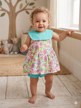 Nino Bambino 100% Organic Cotton Dress With Bloomer For Baby Girl