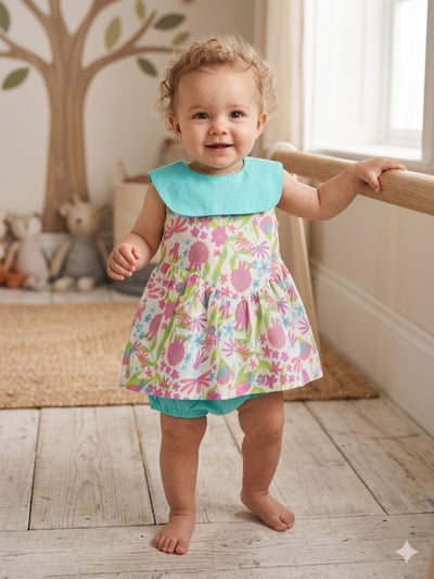 Nino Bambino 100% Organic Cotton Dress With Bloomer For Baby Girl