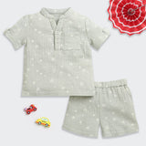 Nino Bambino 100% Organic Cotton Printed Shirt With Short Set For Kid Boy
