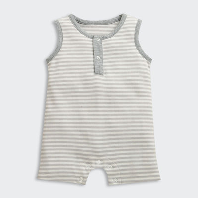 Nino Bambino 100% Oraganic Cotton Strip Sleeveless Half Romper For Baby Girl & Baby Boy