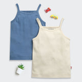 Nino Bambino 100% Oraganic Cotton Solid Strap Assorted Camisole For Baby Girl-Pack Of 2