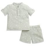 Nino Bambino 100% Organic Cotton Printed Shirt With Short Set For Kid Boy