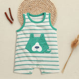 Nino Bambino 100% Oraganic Cotton Strip Sleeveless Half Romper For Baby Boy & Baby Girl
