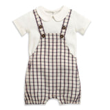 Nino Bambino 100% Organic Cotton Solid T-Shirt With Dungaree Set For Kid Boy