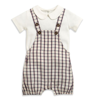 Nino Bambino 100% Organic Cotton Solid T-Shirt With Dungaree Set For Kid Boy