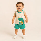 Nino Bambino 100% Organic Cotton Printed Shirt With Short Set For Kid Boy