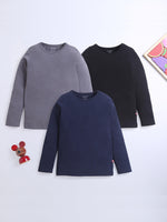 Nino Bambino 100% Organic Cotton Multi-Color Long Sleeve T-Shirt (Pack Of 3) For Unisex Kids