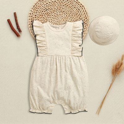 Nino Bambino 100% Oraganic Cotton Solid Sleeveless Half Romper With Hat For Baby Girl