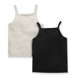 Nino Bambino 100% Oraganic Cotton Solid Strap Assorted Camisole For Baby Girl-Pack Of 2