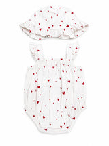 Nino Bambino 100% Oraganic Cotton Printed Sleeveless Half Romper With Hat For Baby Girl