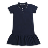 Nino Bambino Organic Cotton Solid Polo Neck Dress For Girls