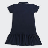 Nino Bambino Organic Cotton Solid Polo Neck Dress For Girls
