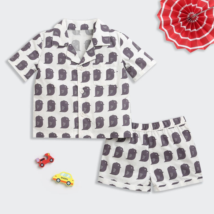 Nino Bambino 100% Organic Cotton Printed Shirt With Short Set For Kid Boy