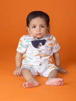 Car Print Half Romper With Boy For Baby Boy