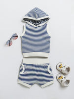 Blue Hooded Neck Top and Bottom Set For Boy |Clothing Set | Summer Wear Co-Ord Set