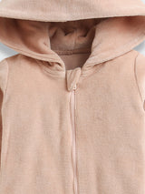 Nino bambino Velour Hoodie Full Sleeves Romper For Baby