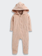 Nino bambino Velour Hoodie Full Sleeves Romper For Baby