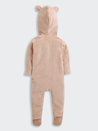 Nino bambino Velour Hoodie Full Sleeves Romper For Baby