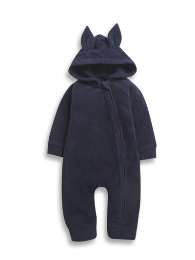 Nino bambino Velour Hoodie Full Sleeves Romper For Baby