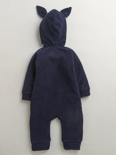 Nino bambino Velour Hoodie Full Sleeves Romper For Baby