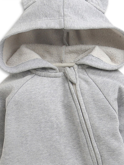 Nino bambino Velour Hoodie Full Sleeves Romper For Baby