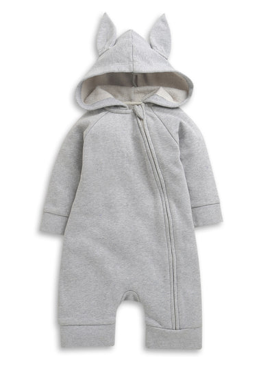 Nino bambino Velour Hoodie Full Sleeves Romper For Baby