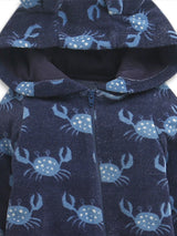 Nino Bambino Crab Print  Full Sleeves Hoodie Romper For Baby