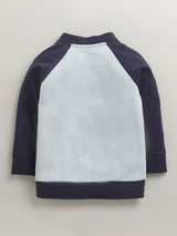 Nino Bambino Fleece Long Sleeve Blue Printed Sweatshirt For Unisex Kids