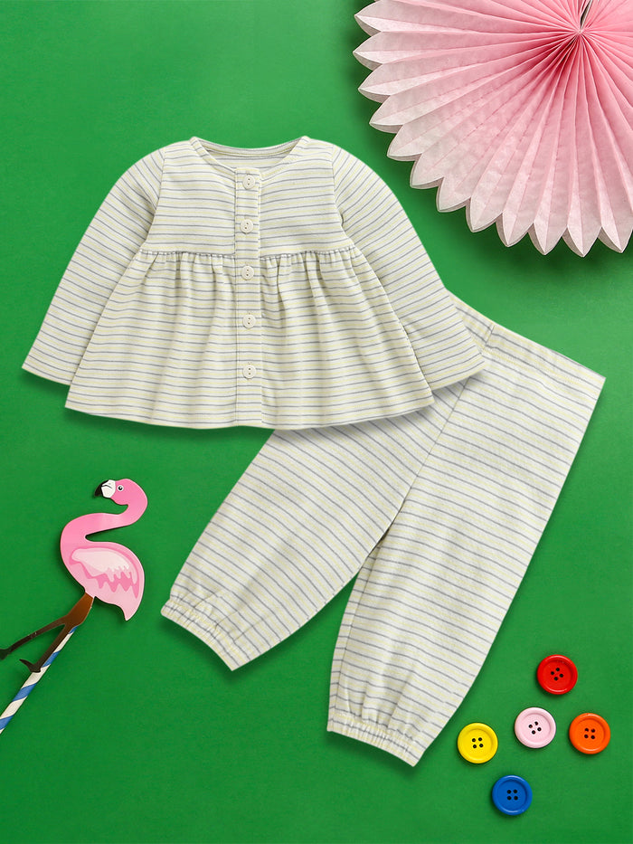 Nino Bambino Organic Cotton Full Sleeves Top With Pajama Set For Baby