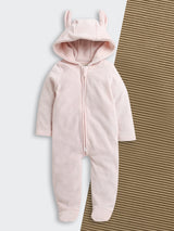 Nino Bambino Velour Hoodie Full Sleeves Romper For Baby Girl And Baby Boy