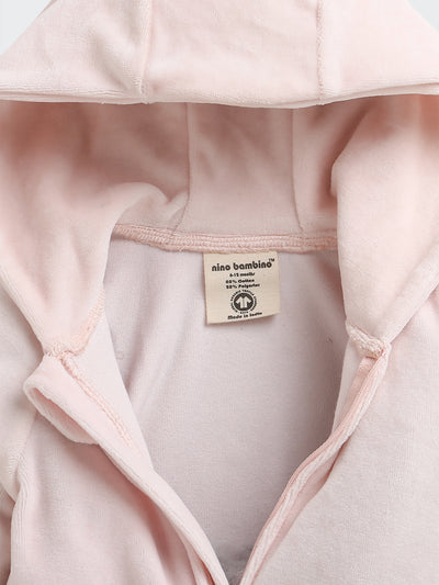 Nino Bambino Velour Hoodie Full Sleeves Romper For Baby Girl And Baby Boy