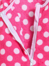 Nino Bambino Anti-Pill Polyster Recycled Polar Fleece Polka Dot Print Full length Footed Zipper Romper For Unisex Baby