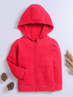 Nino Bambino Red Color Full Sleeves Zipper Hoodies For Boys