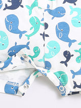 Nino bambino 100% Organic Cotton Whale Print Half Romper For Unisex Baby