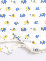 Nino Bambino 100% Organic Cotton Elephant Print Half Romper For Unisex Baby