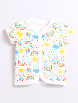 Nino Bambino 100% Organic Cotton Rainbow Print Open Vest With Bloomer For Unisex Baby