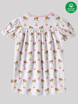 Nino Bambino 100% Organic Cotton Cream Color Printed Dress For Girls