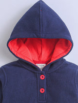 Polar-Fleece Navy Blue Hoodie Sweatshirt For Unisex Baby