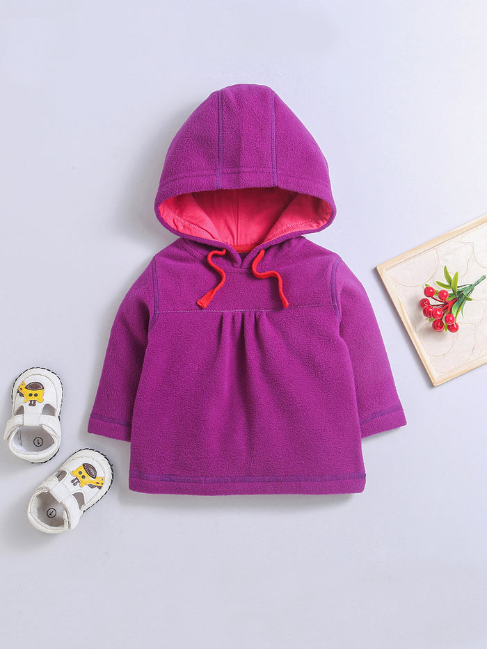 Nino Bambino Anti-Pill Polyester Recycled Polar Fleece Long Sleeve Purple Hoodies Sweatshirts For Unisex Baby