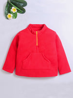 Nino Bambino Polar-Fleece High Collar Red Sweatshirt for Kids