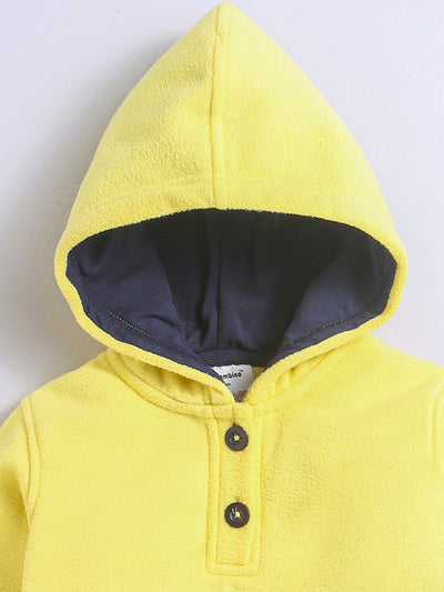 Polar-Fleece Yellow Hoodie Sweatshirt For Unisex Baby
