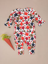 Nino Bambino 100% Organic Cotton Long Sleeve Star Print Zipper Romper For Unisex Baby.