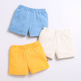 Nino Bambino 100% Organic Cotton Multi-Color Shorts Sets Pack Of 3 For Baby & Kids Boy.