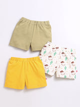 Nino Bambino 100% Organic Cotton Multi-Color Shorts Sets Pack Of 3 For Baby & Kids Boy