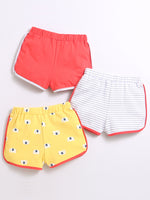 Nino Bambino 100% Organic Cotton Multi-Color Shorts Sets Pack Of 3 For Baby & Kids Girl.