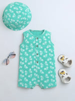 Bikes Print Sleeveless Romper With Hat For Baby Boy.